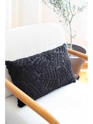 MarkEntegra Jakarlı Desenli Siyah Kırlent - 28X50 cm