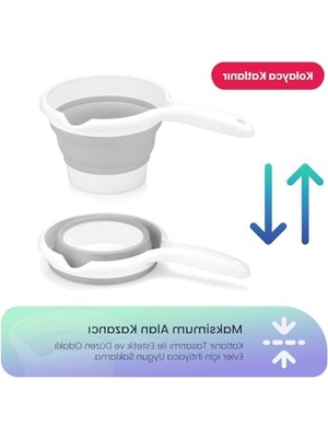 MarkEntegra Katlanabilir Plastik Maşrapa – Yer Kazandıran Tasarım (Gri, 1.2 Litre)