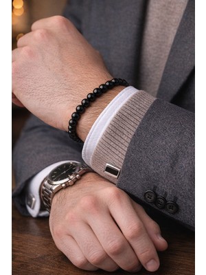 Kolyeucum 8 mm Doğal Siyah Oniks Bileklik – Mat Taş –Doğal Taş Erkek Bileklik