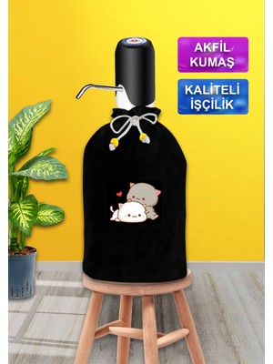 Siyah Kedi Desenli 2'li Damacana Kılıfı, Şık ve Koruyucu Kapak Seti