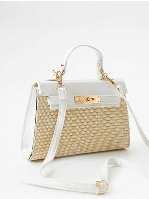 Legend Aksesuar Kapaklı Kemer Aksesuarlı Kadın Hasır El ve Omuz Çantası