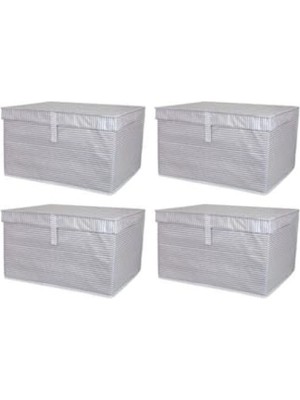 MarkEntegra Kapaklı Çok Amaçlı Çamaşır Saklama Kutusu - 4 Adet, 50X40X30 Cm, Gri