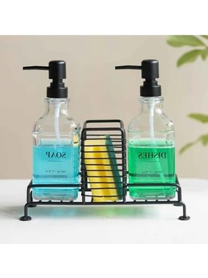MarkEntegra Mutfak Sabun ve Deterjan Dispenser Seti - 500 ml Kapasiteli Siyah