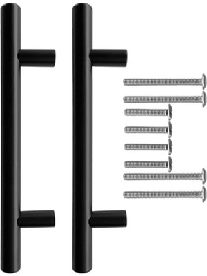 MarkEntegra Paslanmaz Metal Kulp - Mutfak ve Banyo Için, 2 Adet, Mat Siyah