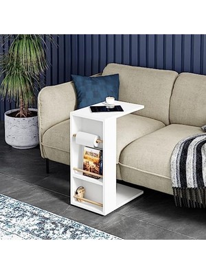 MarkEntegra Tekerlekli Yan Sehpa - Rulo Havlu Takılabilir