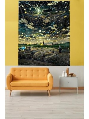 MarkEntegra Koyu Temalı Buğday Tarlası Başaklar Duvar Örtüsü - 70 x 100 cm