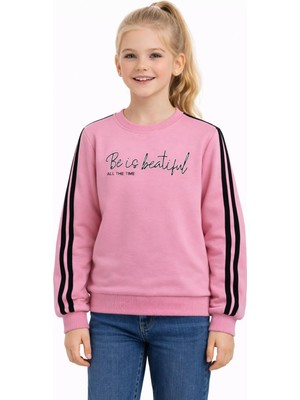 Baglan Kız Çocuk Kol Şeritli Sweatshirt BGL-ST05269