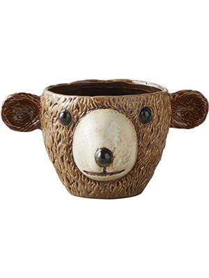 MarkEntegra Dekoratif Seramik Saksı - Ayı Yüzü, Büyük Boyut