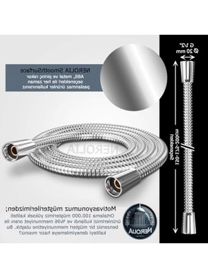 MarkEntegra Paslanmaz Çelik Uzun Duş Spirali - 200 Cm, Patlamaya Dayanıklı