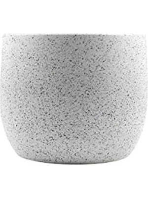 MarkEntegra Beyaz Granit Boyalı Toprak Saksı (19 cm Çap)