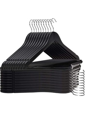 MarkEntegra 6 Adet Ahşap Görünümlü 360° Döner Plastik Elbise Askısı