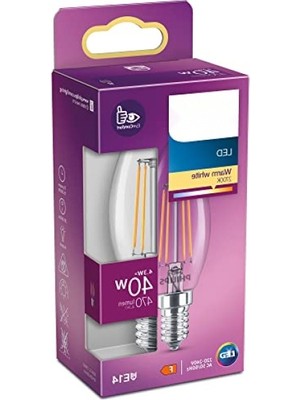 MarkEntegra Vintage Tasarımlı 40W LED Mum Filament Ampul, 2700K Sarı Işık