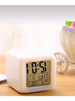 MarkEntegra Renk Değiştiren Dijital Masa Saati - Alarm ve Termometre Özellikli