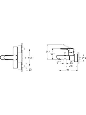 MarkEntegra Krom Banyo Bataryası - El Duşu Çıkışı G 1/2"