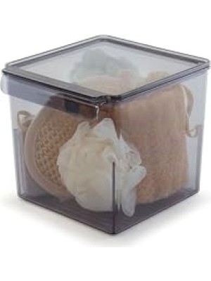 MarkEntegra Kapaklı Şeffaf Siyah Banyo ve Mutfak Düzenleyici - 165 x 178 x 160 mm