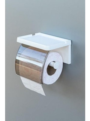 MarkEntegra Yapışkanlı Kapaklı Tuvalet Kağıdı Askısı - Beyaz