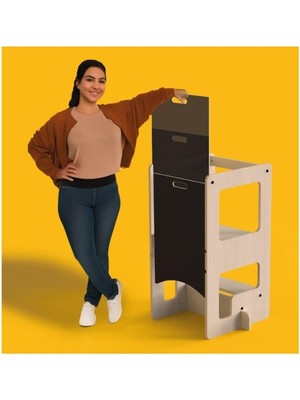 MarkEntegra 3'ü 1 Arada Ahşap Öğrenme Kulesi, Yazı Tahtası ve Aktivite Masası