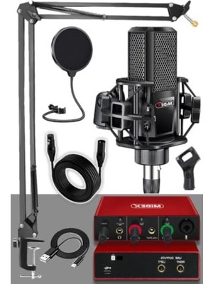 MarkEntegra Yüksek Kaliteli Ses Kartı ve Condenser Mikrofon Seti - Stand ve Filtre