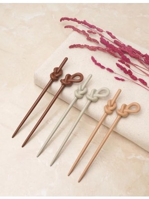 MarkEntegra Kadın ve Çocuklar Için Kahverengi Tonlarda Topuz Tokası - 6 Adet