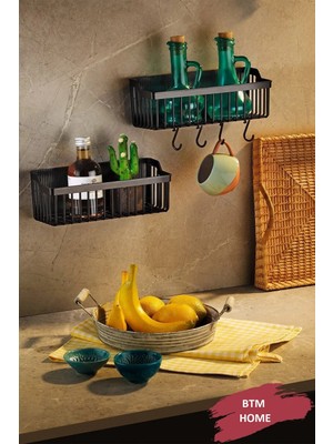 Pratik Tezgah ve Dolap Içi Organizer Seti – 2'li Siyah Mutfak Rafları