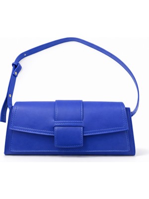 Saks Mavi Kapaklı Kadın Omuz Çantası Ayarlanabilir Askılı Modern El Çantası – Sudedi Home