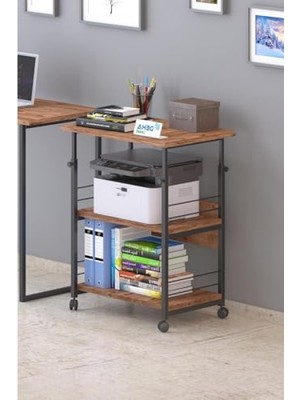 MarkEntegra Çok Amaçlı Yükseklik Ayarlı Tekerlekli 3 Katlı Mutfak Masası