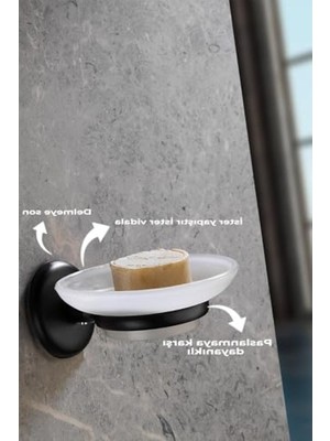 MarkEntegra Siyah Yapışkanlı Hazneli Katı Sabunluk