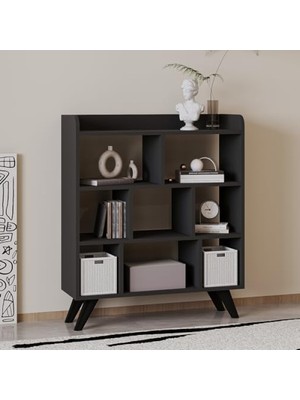 MarkEntegra Antrasit Renk Florida Kitaplık - Açık Raflı Tasarım