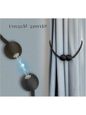 MarkEntegra 4 Adet Siyah Neodyum Mıknatıslı Dekoratif Perde Tokası