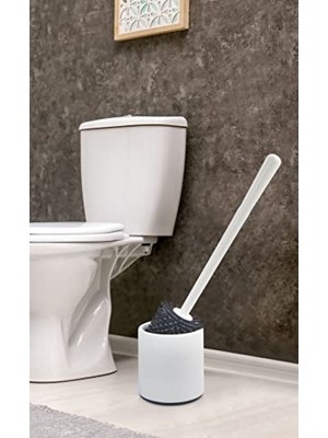 MarkEntegra Silikon Wc Tuvalet Fırçası | Klozet Fırçası Beyaz-Gri Oval