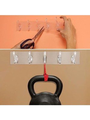 MarkEntegra 5'li Şeffaf Yapışkanlı Duvar Askısı - Pratik Düzenleyici