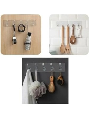 MarkEntegra Kendinden Yapışkanlı Şeffaf 5'li Askılık Seti