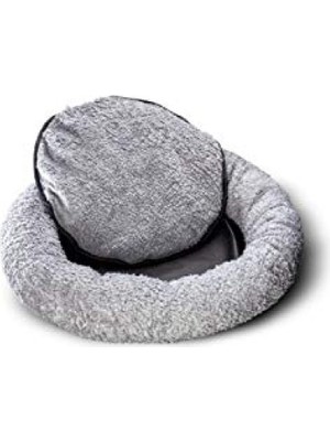 MarkEntegra Büyük Boy Antrasit Peluş Kedi ve Köpek Yatağı - 65X65CM