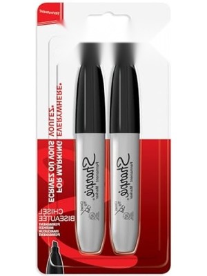 MarkEntegra Kalıcı Marker - Kesik Uçlu, Siyah, 2'li Paket