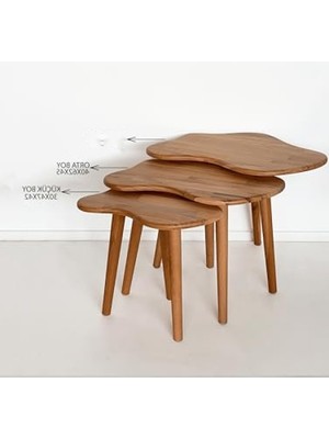 MarkEntegra 3'lü Zigon Bulut Sehpa Seti - Doğal Ahşap Tasarım