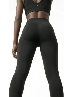 H1Style Toparlayıcı Esnek Sporcu Yüksek Bel Tayt Siyah