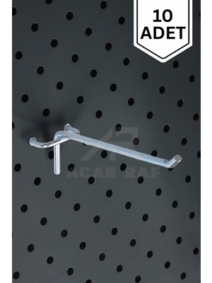 10 Adet Fon Kancası 15 cm Delikli Pano ve Perde Raf Askısı Tel Çubuğu