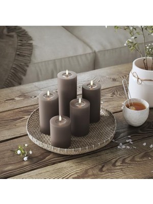 MarkEntegra Iç Mekan Alevsiz LED Mum - Mocha, 5X10 cm