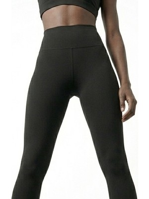 H1Style Toparlayıcı Esnek Sporcu Yüksek Bel Tayt Siyah