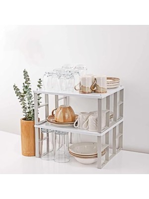 MarkEntegra 2'li Raf Düzenleyici Seti (Dolap Içi Tabak ve Bardak Rafı)