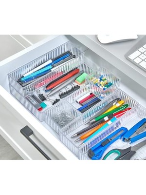 MarkEntegra 6'lı Şeffaf Çekmece Düzenleyici Seti, Plastik Organizer Kutular