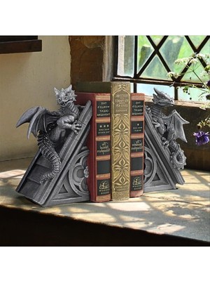 MarkEntegra Gotik Kale Ejderhası Şeklinde Kitap Desteği, 12,5 x 4 x 20,5 cm