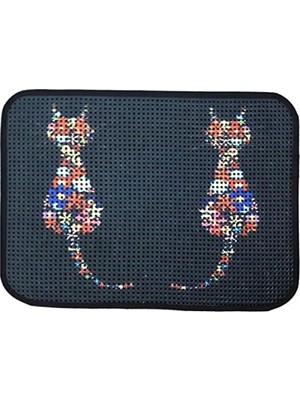 MarkEntegra 60 x 45 cm Elekli Kedi Tuvalet Önü Paspası - Ters Kediler