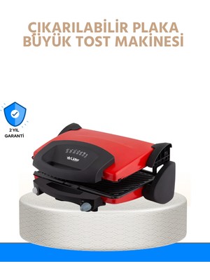 İntora Çıkarılabilir Plakalı 2000W Tost Makinesi – Termostatlı, Kolay Temizlenir