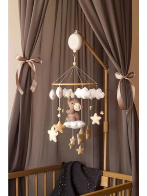 Trend Metfiq Decoration El Yapımı Keçe Bebek Dönencesi - Müzik Kutusu Hediyeli - Beşik Oyuncağı Yenidoğan Odası Dekorasyonu