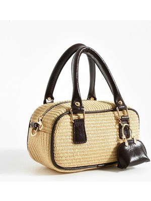 Legend Aksesuar Kadın Lüks Hasır Desen Mini Cüzdan Hediyeli Omuz ve El Çantası