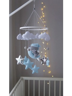 Trend Metfiq Decoration El Yapımı Keçe Bebek Dönencesi - Müzik Kutusu Hediyeli - Beşik Oyuncağı Yenidoğan Odası Dekorasyonu