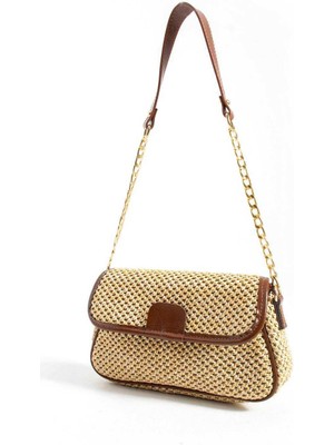 Legend Aksesuar Kadın Hasır Zincir Askı Detaylı Omuz ve Çapraz Çantası