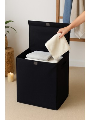 Katlanabilir Siyah 60 Lt Çamaşır Sepeti, Pratik ve Şık Depolama Çözümü