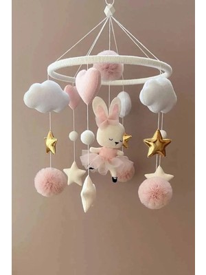 Trend Metfiq Decoration El Yapımı Keçe Bebek Dönencesi - Müzik Kutusu Hediyeli - Beşik Oyuncağı Yenidoğan Odası Dekorasyonu